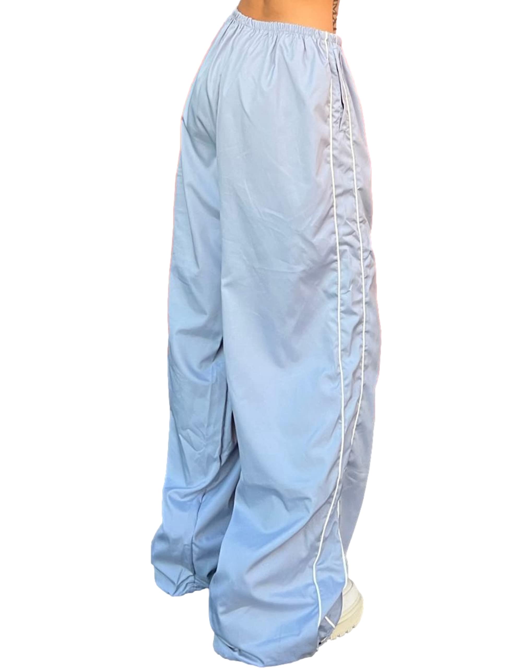 EMMIOLA Women's Y2K Parachute Pants Elastic Waist Wide Leg Baggy Streetwear