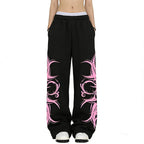 EMMIOLA Women Y2K Star Print Loose Wide Leg Harajuku Streetwear Pants