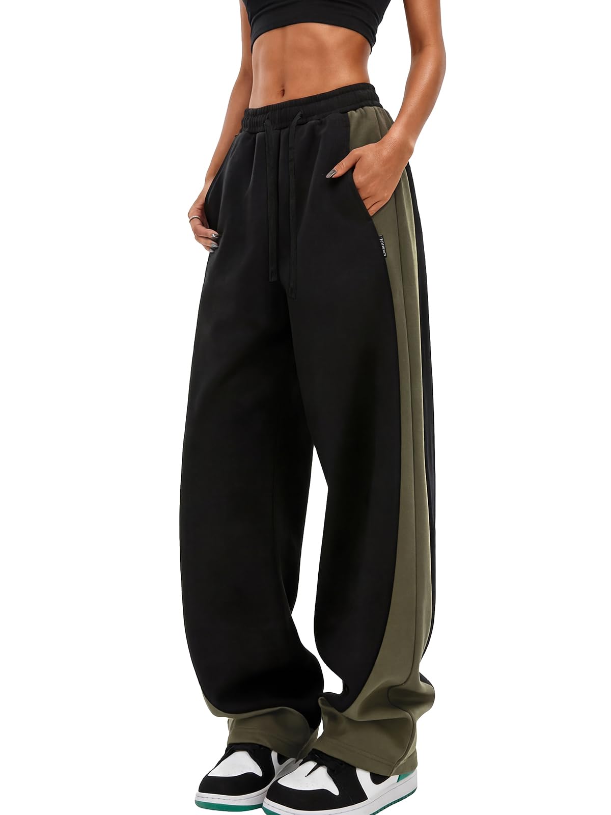 EMMIOLA 2026 Y2K High Waist Barrel Wide Leg Baggy Lounge Pants with Pockets