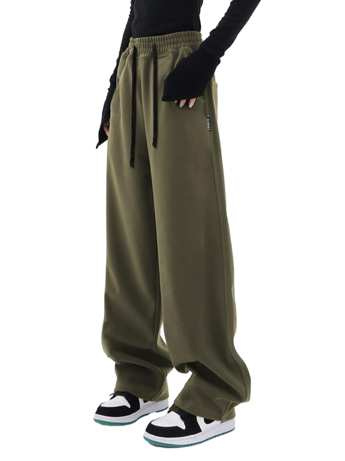 EMMIOLA 2026 Y2K High Waist Barrel Wide Leg Baggy Lounge Pants with Pockets