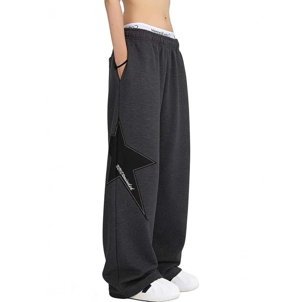 EMMIOLA Women Y2K Star Print Loose Wide Leg Harajuku Streetwear Pants