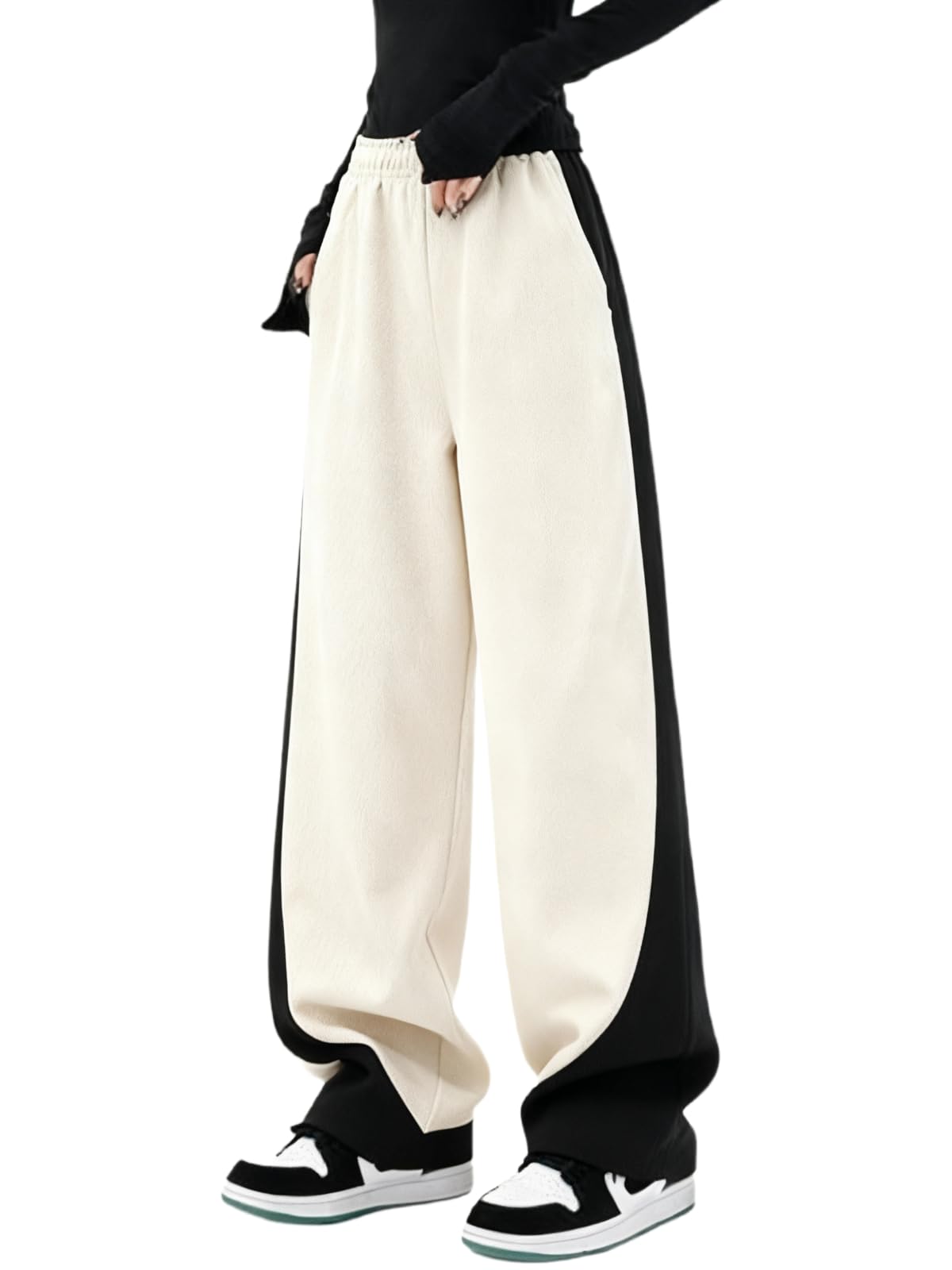EMMIOLA 2026 Y2K High Waist Barrel Wide Leg Baggy Lounge Pants with Pockets
