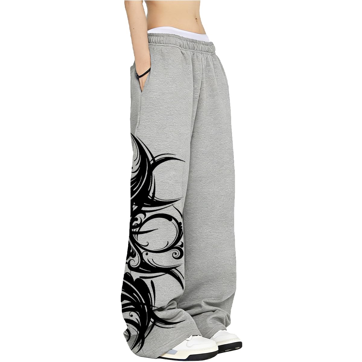 EMMIOLA Women Y2K Star Print Loose Wide Leg Harajuku Streetwear Pants