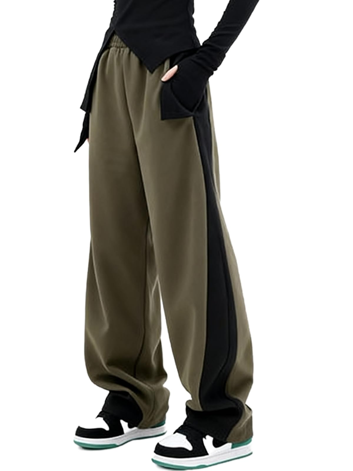 EMMIOLA 2026 Y2K High Waist Barrel Wide Leg Baggy Lounge Pants with Pockets